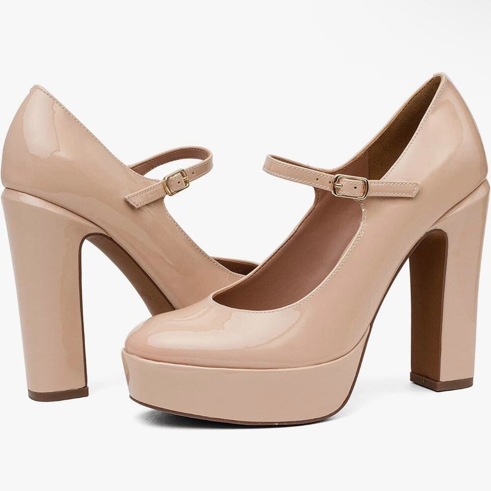 New linea Paolo isadora maple sugar nude patent heels sz 9